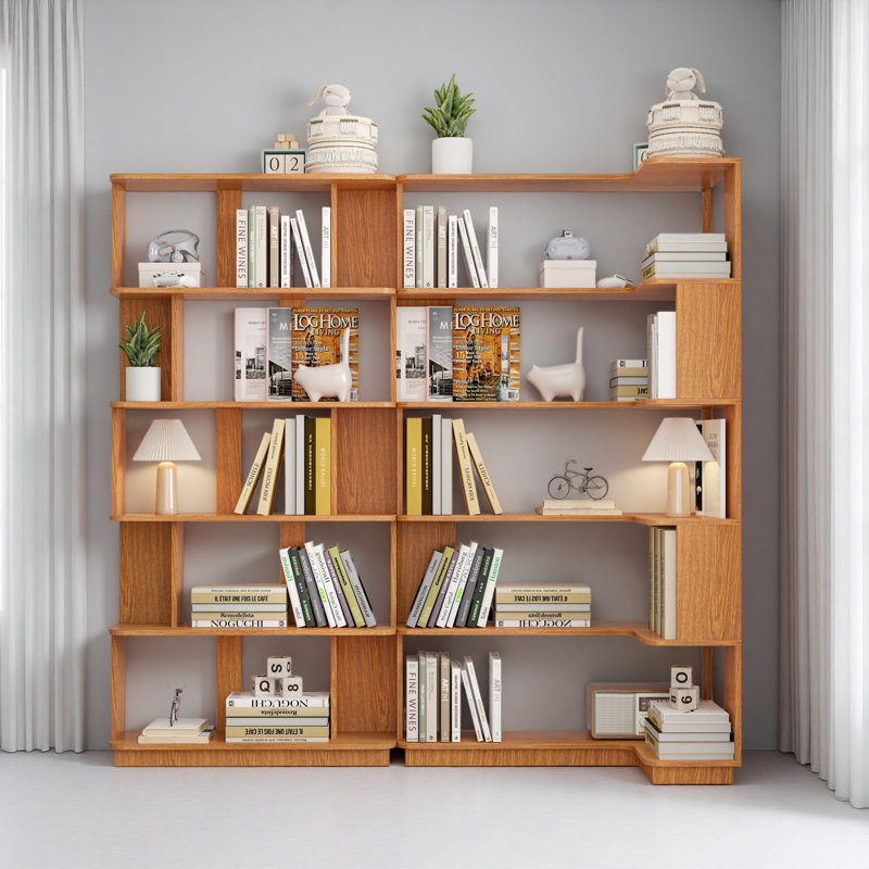 Bibliothèque d'angle peu encombrante de 90 cm + bibliothèque libre extensible de 80 cm, Chêne foncé