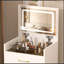 Bureau de coiffeuse avec miroir ouvert et 3 tiroirs-133289342