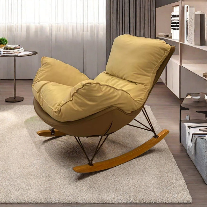 Chaise berçante de loisirs italienne confortable, Beige, Blanc cassé