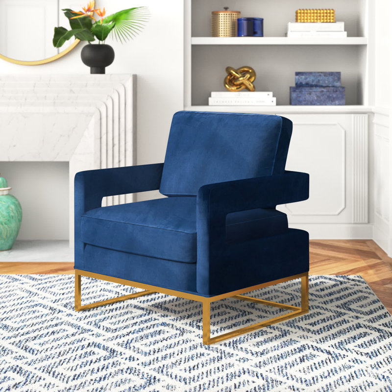 Fauteuil en velours l 33,5 po Isabel, Velours marine