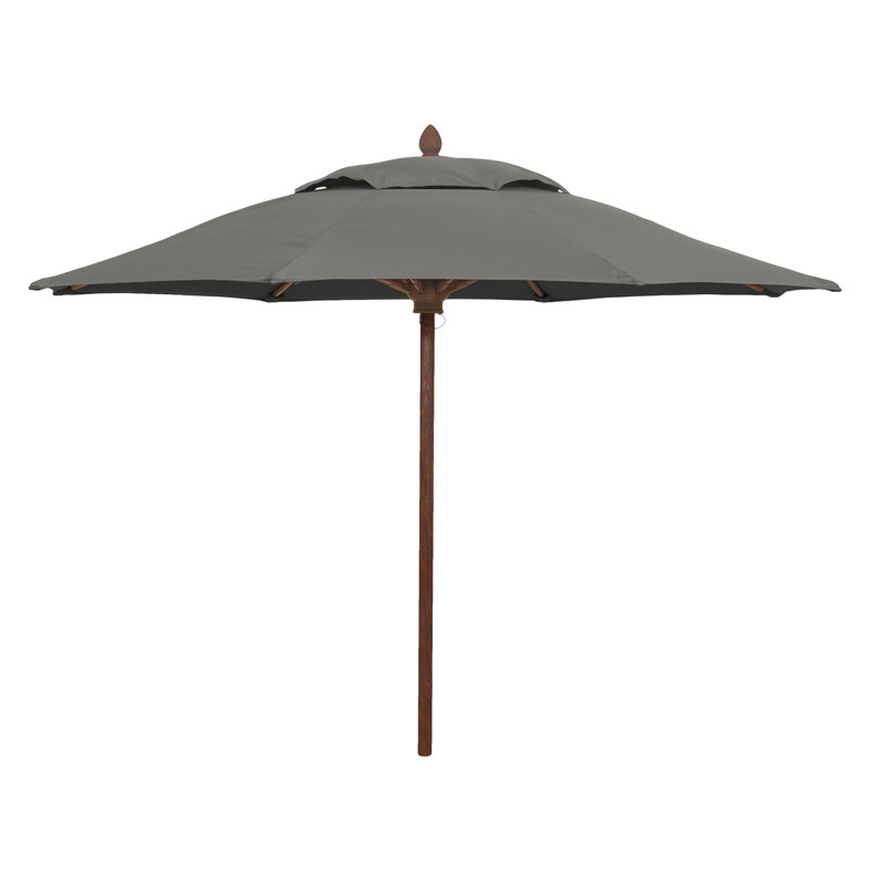 Parasol de marché 9 pi Prestige, Sunbrella® gris anthracite, Teck vieilli