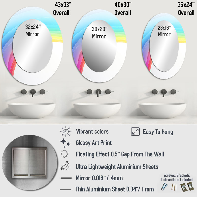 Miroir mural Rainbow Whispering Spectrum I - mauve, H 43 po x l 33 po