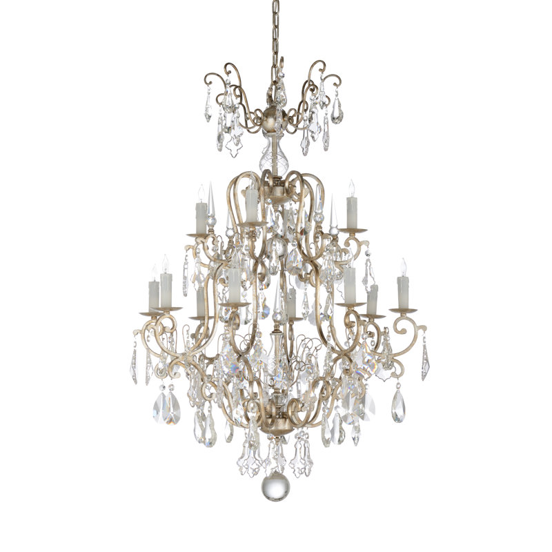 Lustre à niveaux 12 lumières de style bougie Heritage, H 40 po x l 31 po x P 31 po