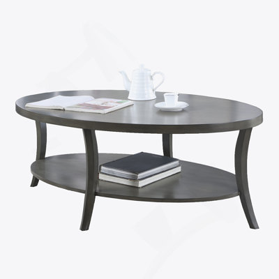 Contemporary Oval Shelf Coffee Table, Gray