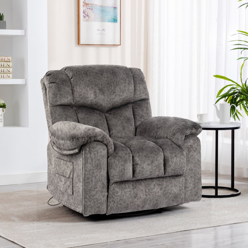 Fauteuil inclinable pivotant et berçant avec canapé en cuir reconstitué chauffant et chauffant, Gris
