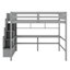 Lit mezzanine double avec bureau et tablettes de rangement, structure de lit mezzanine en bois avec escalier de rangement-2031655346