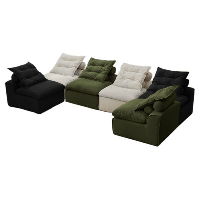 Modern Sofa[NEW ARRIVED] [VIDEO PROVIDED]Modular Sofa,No Armrests,At Will DIY,Corduroy ,Neck Pillow-Back Lounge Sofa Chair,Reading Nook, Or Apartment Living, Lumbar Pillow,6 Seats,Upholstered,