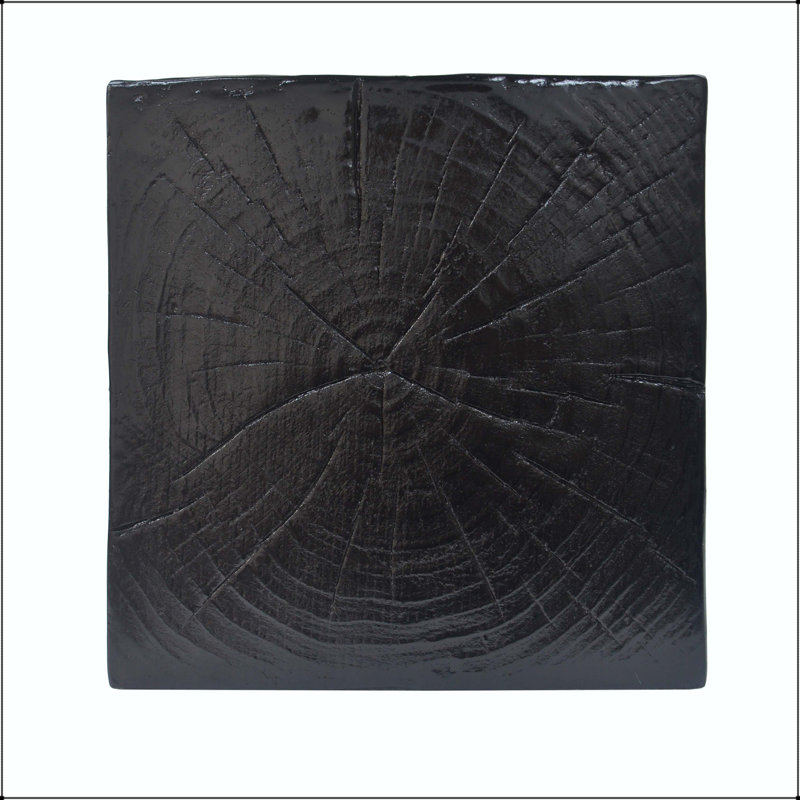 Table de bout à colonne carrée aspect bois - H 27,75 po, noir, 27.75" H x 14.5" W x 14.5" D, Black
