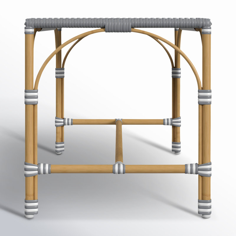 Tobias Outdoor Rattan Rectangular Dining Bench, Gray