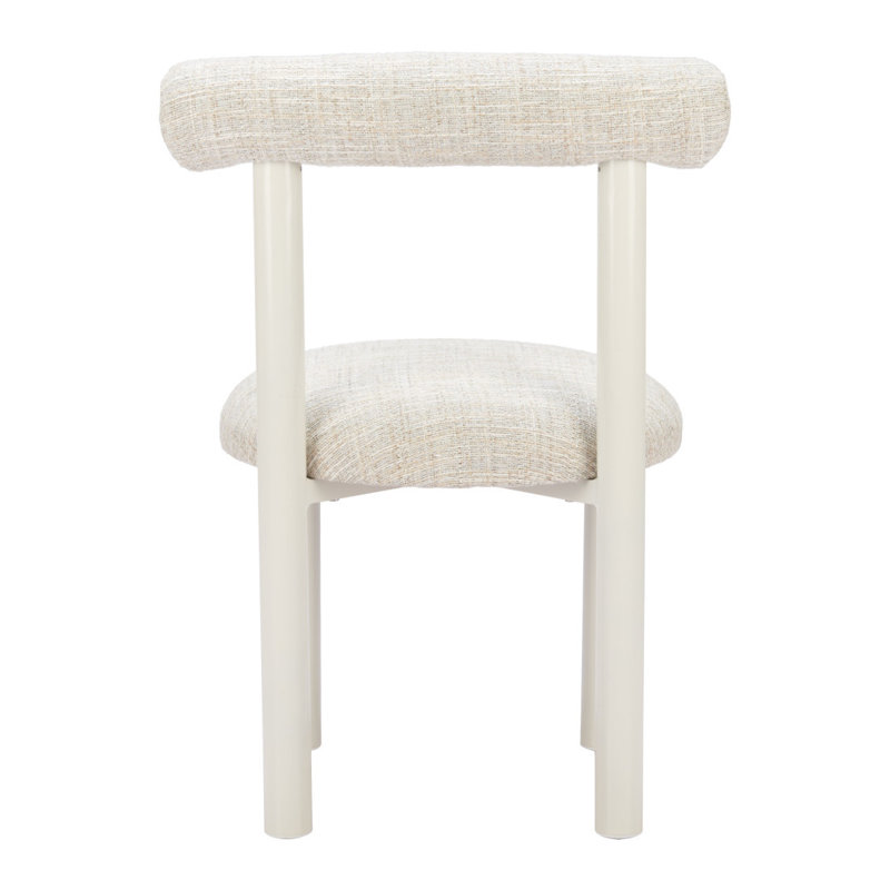 Beige and White Open Back Dining Side Chair