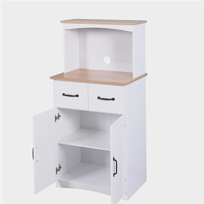 Armoires de cuisine en bois blanches Armoire de rangement à micro-ondes avec tiroirs de rangement