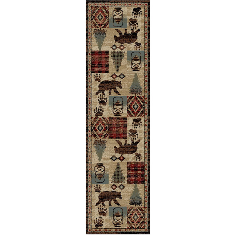 Tapis rouge / beige Cargin Southwestern, Tapis de couloir 2 pi 3 po x 7 pi 7 po