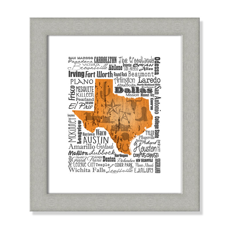 «State Your Name Texas», cadre photo, Argent brossé, H 16,5 po x l 14,5 po x P 1,25 po