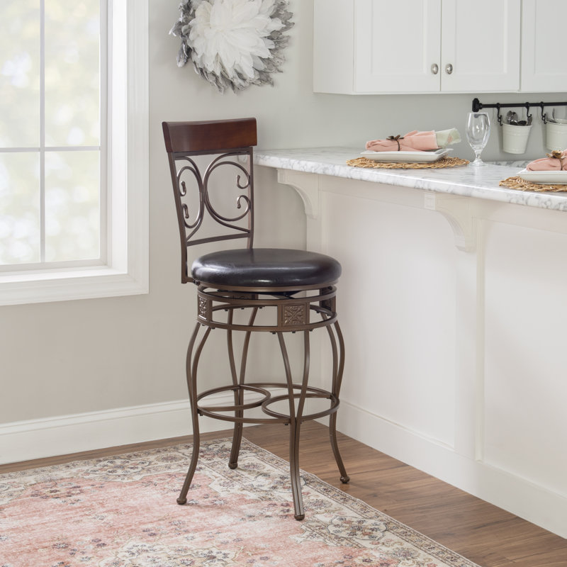Edveh Oversized Big and Tall Swivel Counter/Bar Stool, Bar Stool (30" Seat Height), Bronze