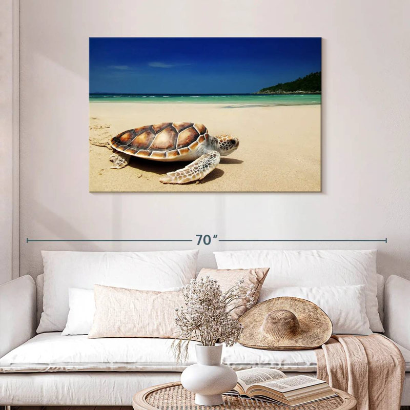 Tortue Brampt sur la plage, H 30 po x l 45 po