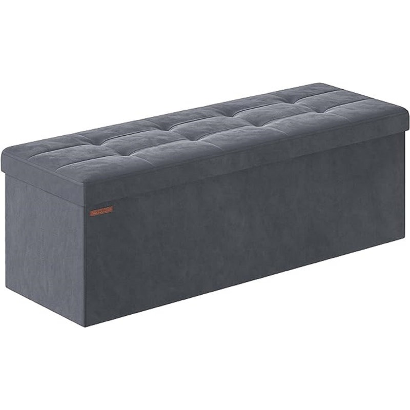 Reyaan 110cm Wide Tufted Rectangle Solid Colour Standard Ottoman with Storage, Light Grey