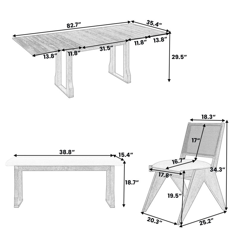 6 - Piece Extendable Dining Set, Walnut