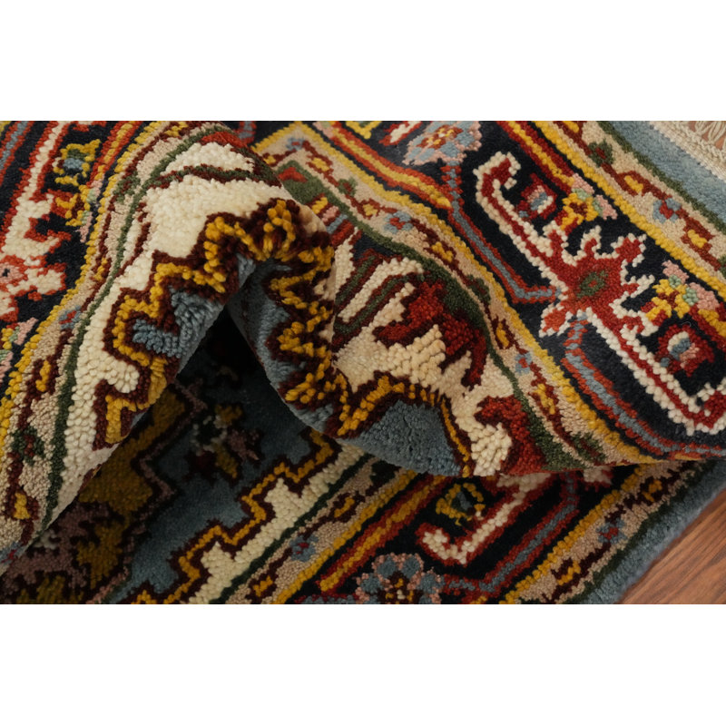 Tapis indien géométrique bleu clair clair 3 x 5