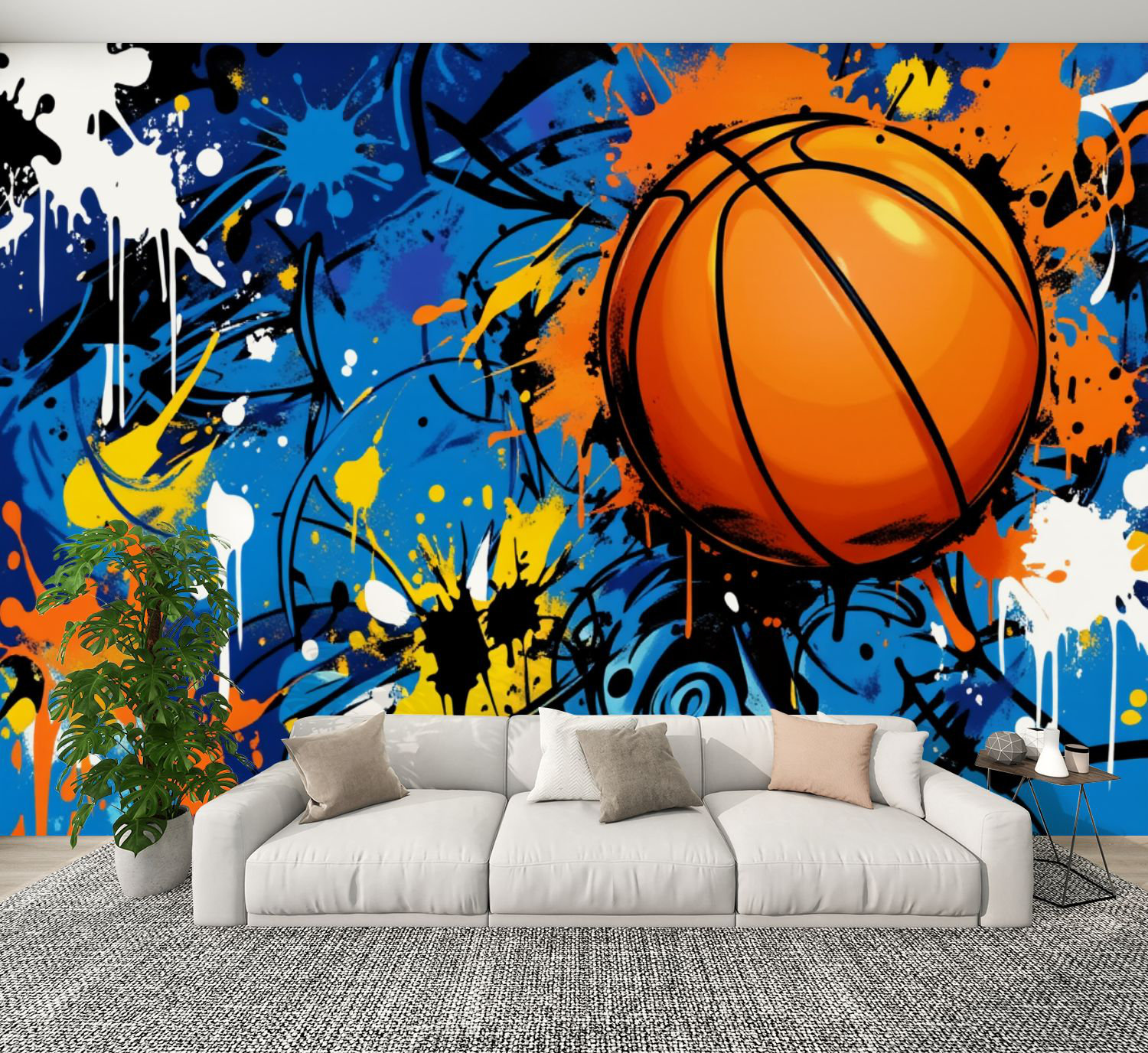 Red Barrel Studio Peel and Stick Wallpaper Abstract Basketball Splash ...