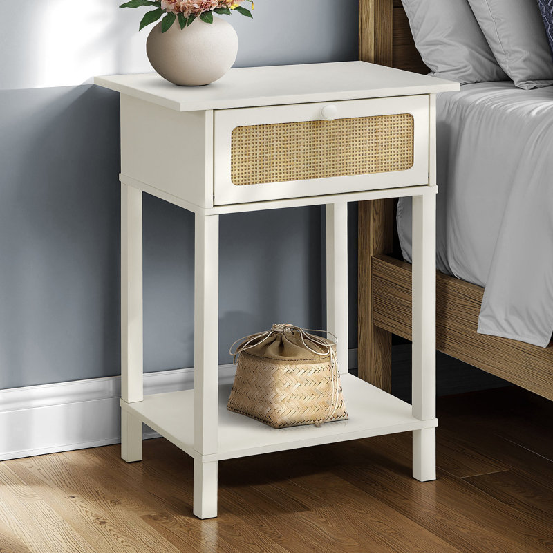 Table d'appoint, table de bout, table de chevet, table d'appoint, tiroir de rangement, chambre à coucher, salon, Blanc