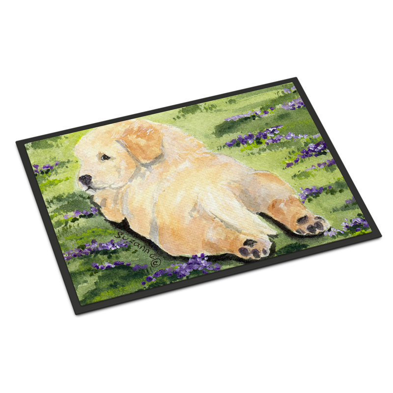 Tapis de porte d’intérieur anti-dérapant golden retriever, Rectangle 2 pi x 3 pi