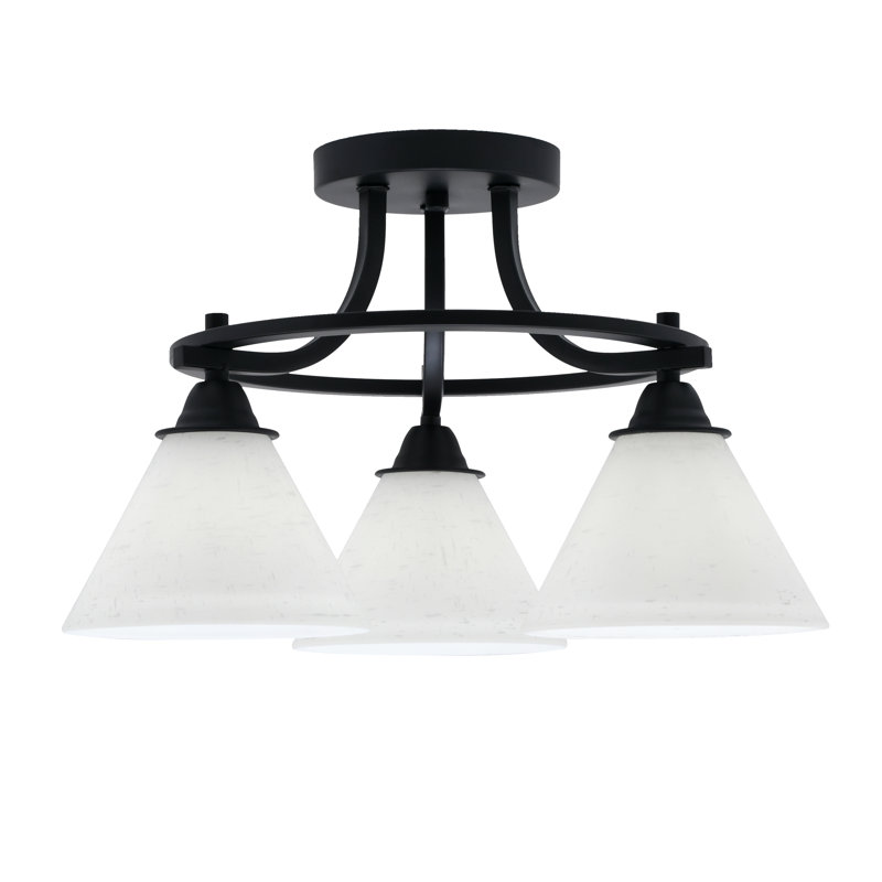 Paramount 3 Light Semi-Flush Shown In Matte Black Finish With 7" White Muslin Glass