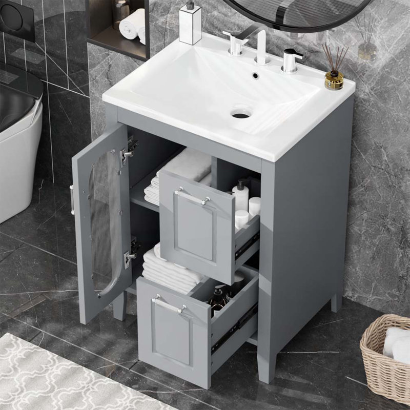 Meuble-lavabo 24 po avec lavabo, Gris