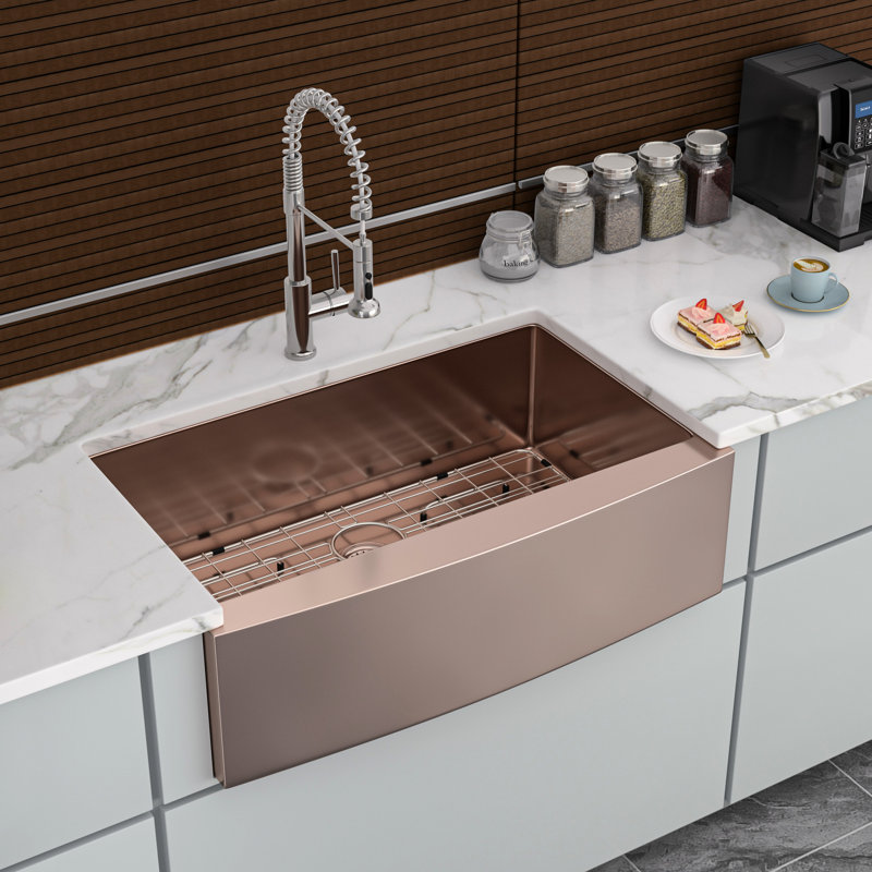 Rose Gold 30" Sink, Stainless Steel 16 Gauge, Scratching And Bump, With Soundproof Padding Kitchen Condensation, Hygienic Practical