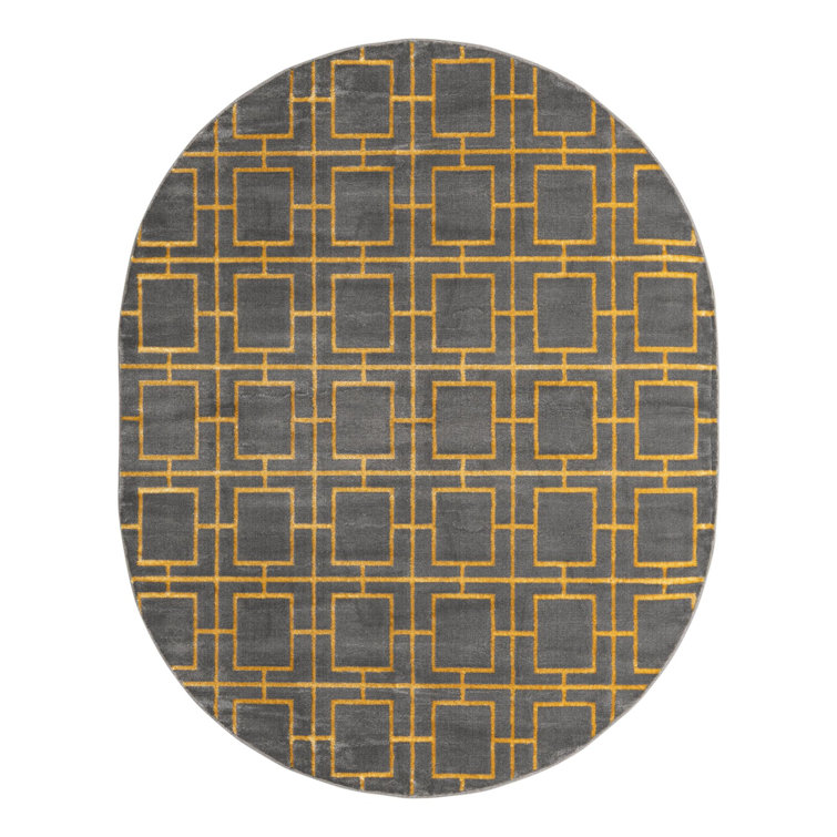 Glam Geometric Gray/Gold Area Rug