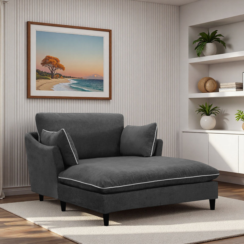Chaise longue moderne avec coussins, Noir