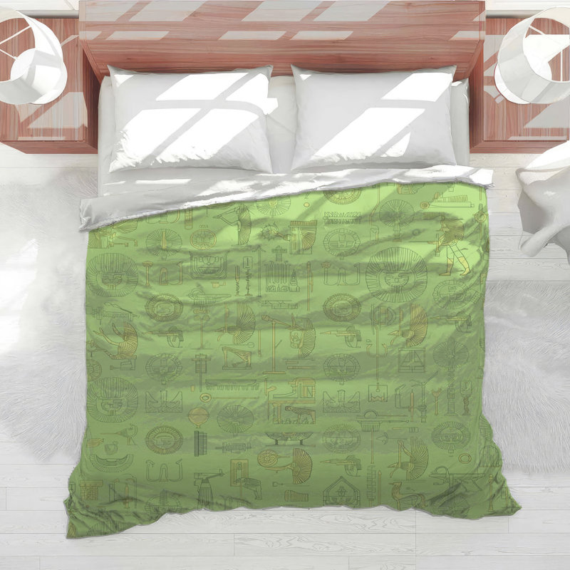 Egyptian Symbols Green Comforter, Twin Extra Long