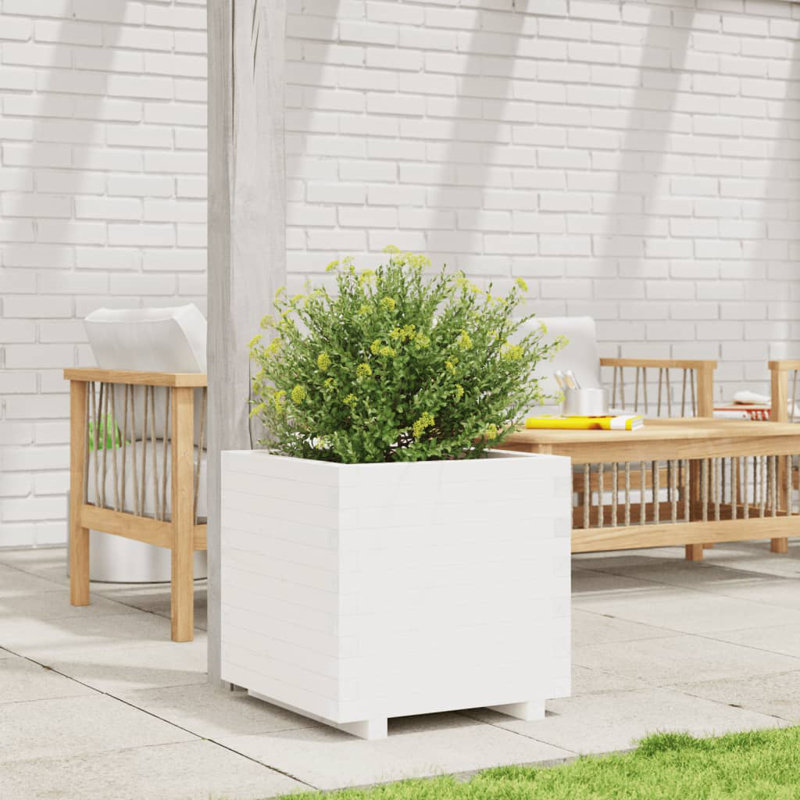 9 Wood Planter, 49.5cm H x 50cm W x 50cm D, White