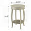 Table d'appoint ronde antique blanche avec tablette inférieure et pieds en cabriole-1235183820