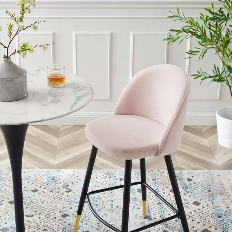 Ensemble de 2 tabourets de bar en velours Cordial Performance, Rose