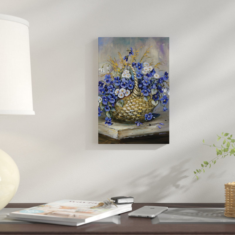 «Basket in Blue», reproduction sur toile, H 26 po x l 18 po x P 1,5 po, Toile tendue, Pas de tapis