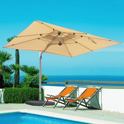 Parasol en porte-à-faux rectangulaire 9 pi x 11 pi avec mât central, beige (base non incluse)