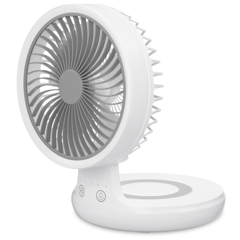Bring Home Furniture Home and Kitchen 10" USB Desktop Fan Rechargeable Foldable Wall-Mounted Cooling Fan with LED Night Light and 4-Speed Adjustable Airflow