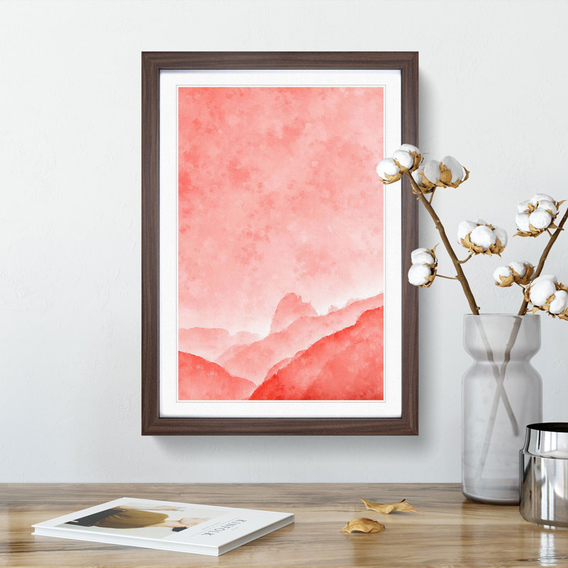 Coral Mountains - Picture Frame Painting Print, 63cm H x 45cm W x 2cm D, Walnut Framed