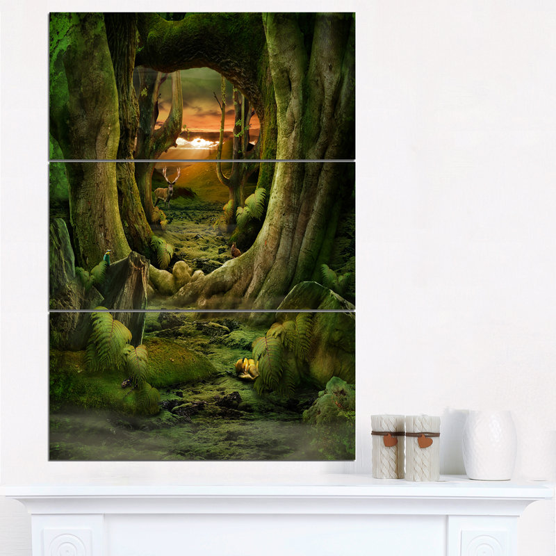 Green Paradise Tunnel - Multipanel Modern Landscape, art mural en métal