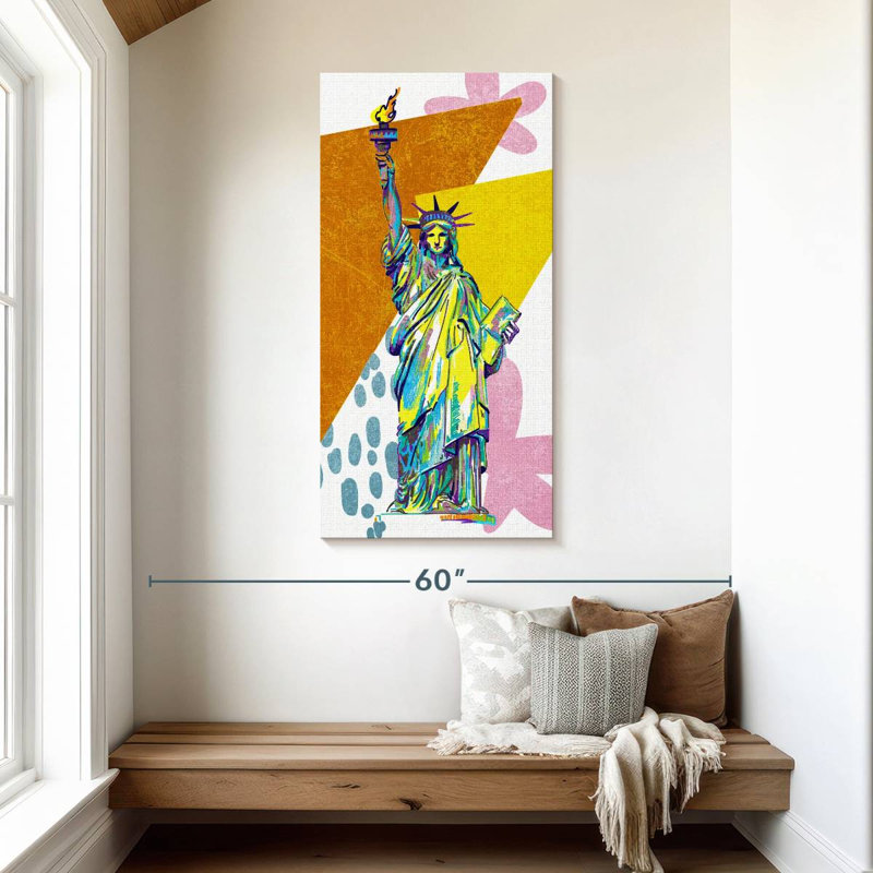 Statue colorée de la liberté, H 48 po x l 24 po