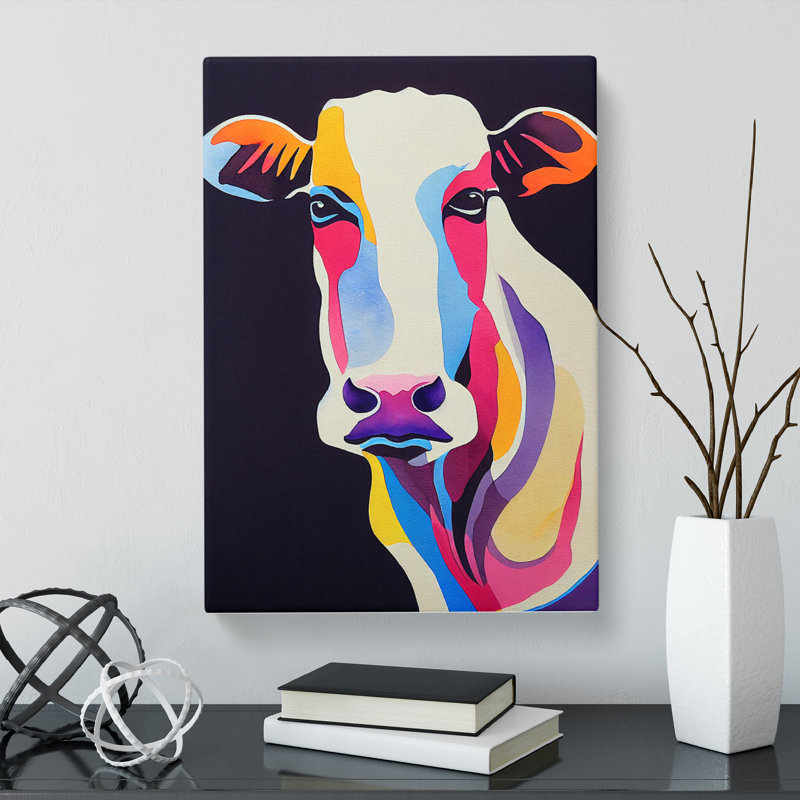 CAN-V0523-2695X Watercolour Cow - Wrapped Canvas Print, 50cm H x 35cm W x 3cm D