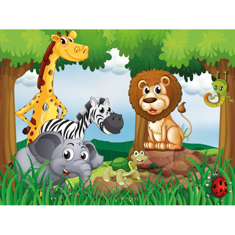 7 Piece Fried Jungle Animals 18.45m x 50cm Semi Gloss Mural