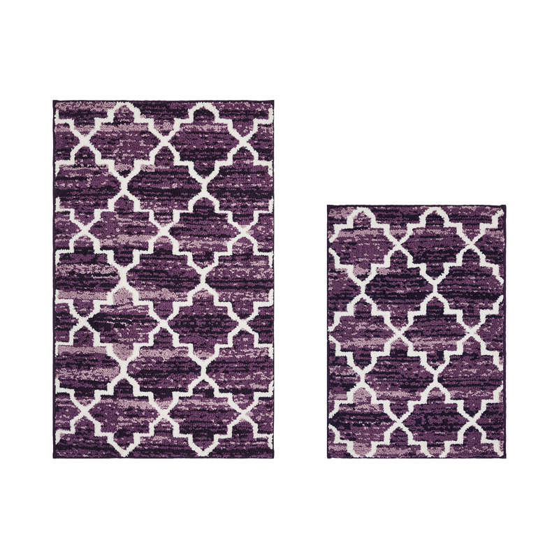 Tapis pour salle de bain Nolynn, Mauve, Ensemble de 2 pièces (17 po x 24 po | 21 po x 34