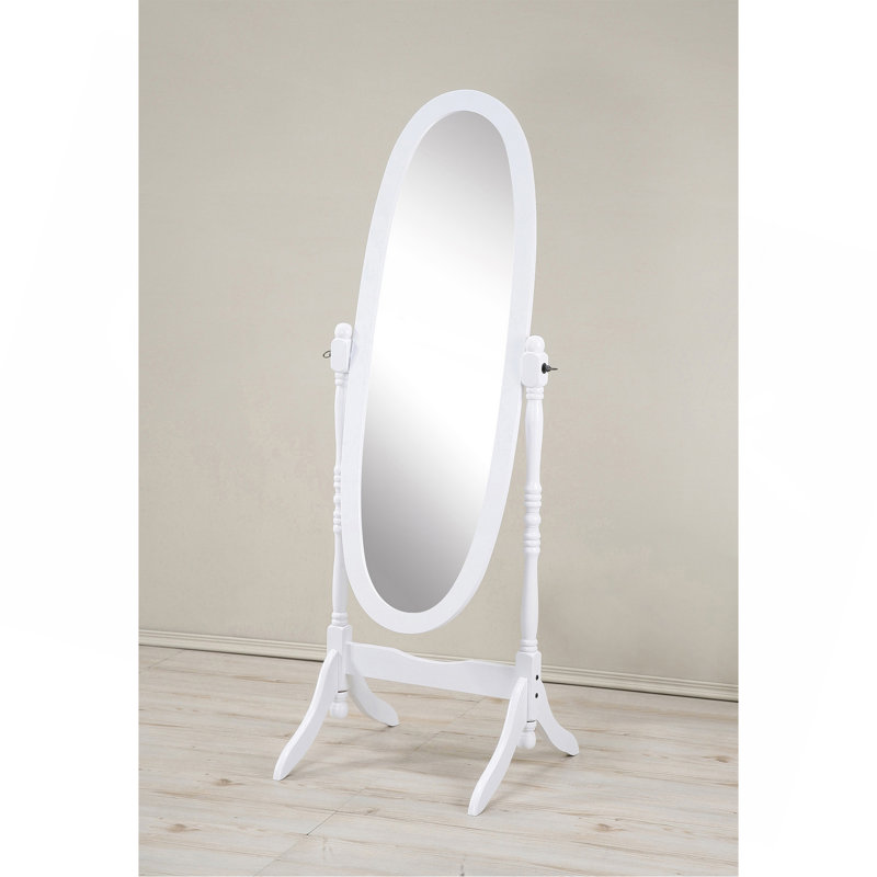 Traditional Queen Anna Style Wood Floor Cheval Mirror Finish, White, 59" H x 23" W x 16" D