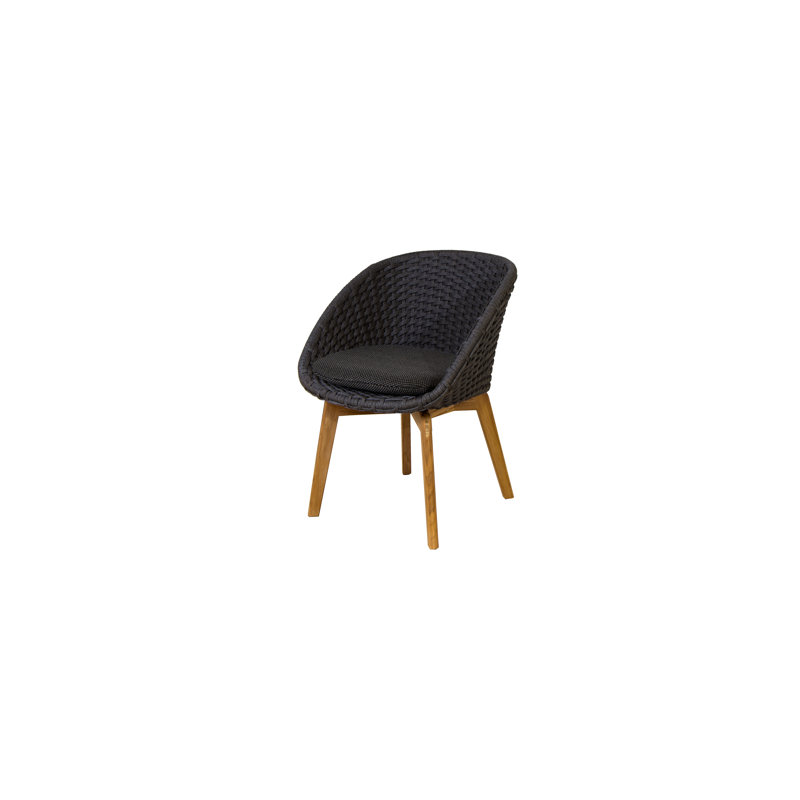 Peacock Chair with Teak Legs, Dark Green, Dark Gray