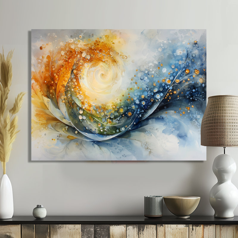 «Blue Yellow Dream Lines VI - Abstract Collages», reproduction sur toile encadrée, H 12 po x l 20 po, Toile tendue