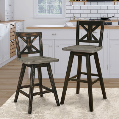 Ensemble de 2 chaises à hauteur de comptoir, chaise pivotante à 360 degrés à dossier en X