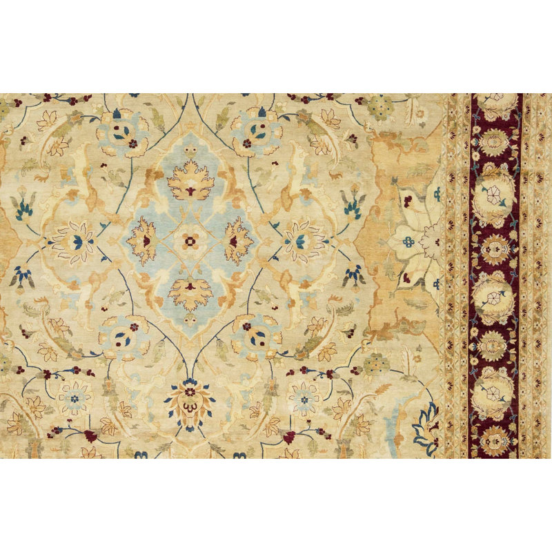 Tapis beige noué à la main de haute qualité
