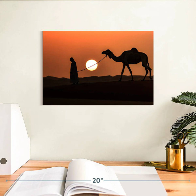 Man And Camel Silhouette, 8" H x 12" W