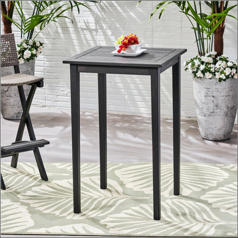 Table de bar d'extérieur carrée en bois d'acacia minimaliste avec finition en teck pour une utilisation durable et élégante du patio